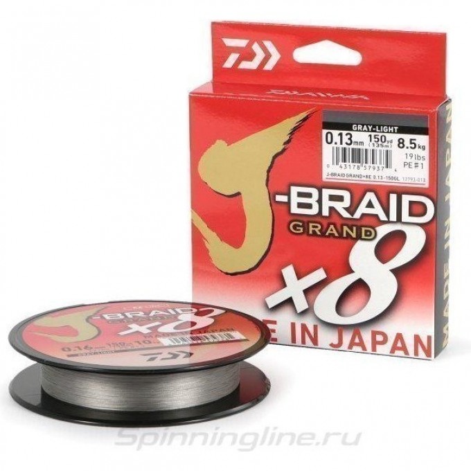 Шнур DAIWA J-BRAID GRAND X8 135М 0,06ММ GRAY-LIGHT 12793-006 Шнур DAIWA J-BRAID GRAND X8 135М 0,06ММ GRAY-LIGHT 12793-006
